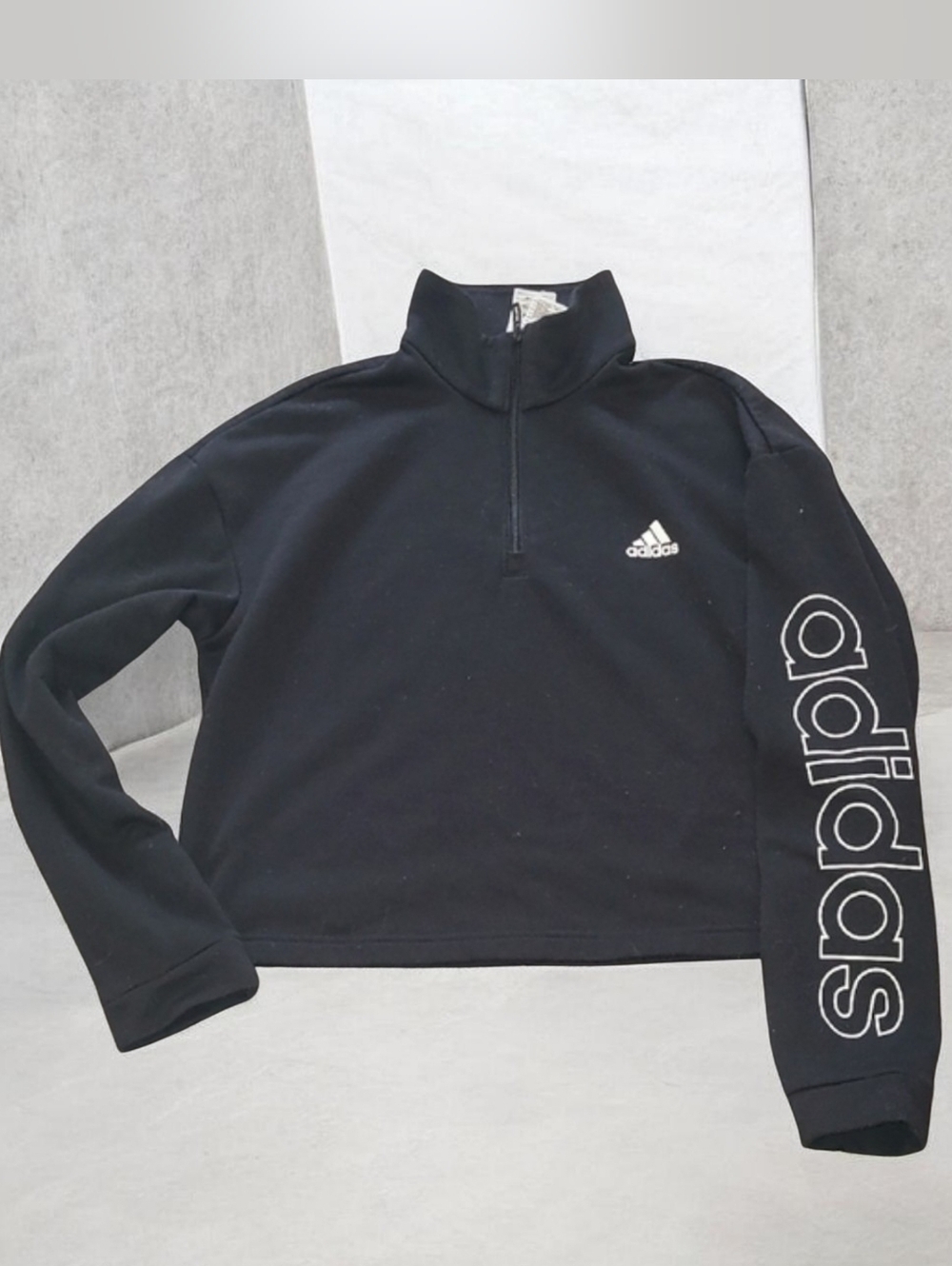 Adidas Black Half-Zip Cropped Top